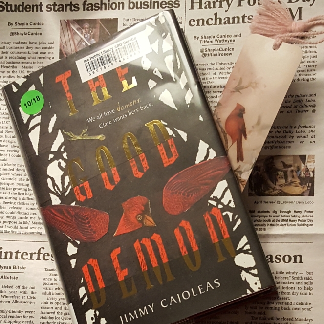 The Good Demon by Jimmy Cajoleas, Cardinal cover & bookmark